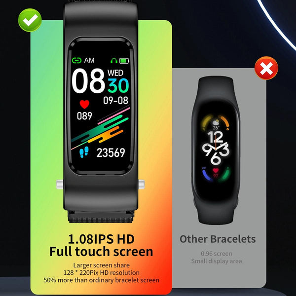 1.08 Inch Steel Band Waterproof Smart Watch Detachable Earphone Bluetooth Call Black Smart Watches