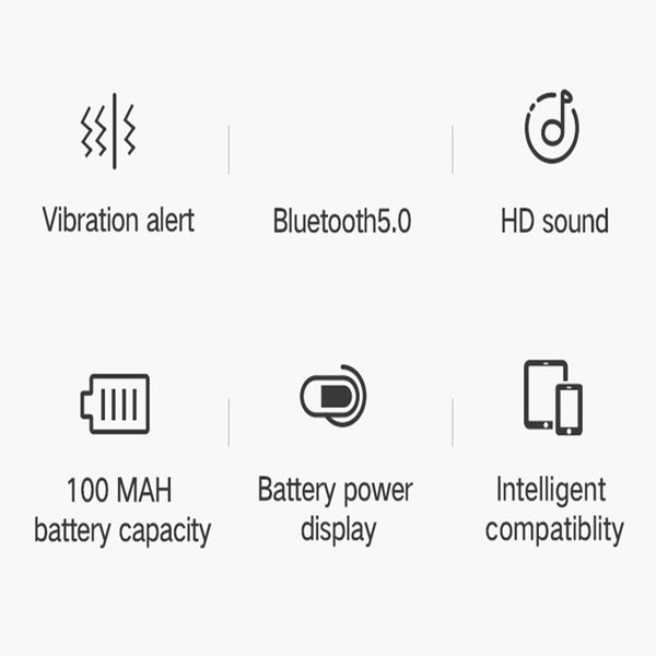 Wireless Bluetooth Earphone With Vibrating Alert And Clip White Headphones