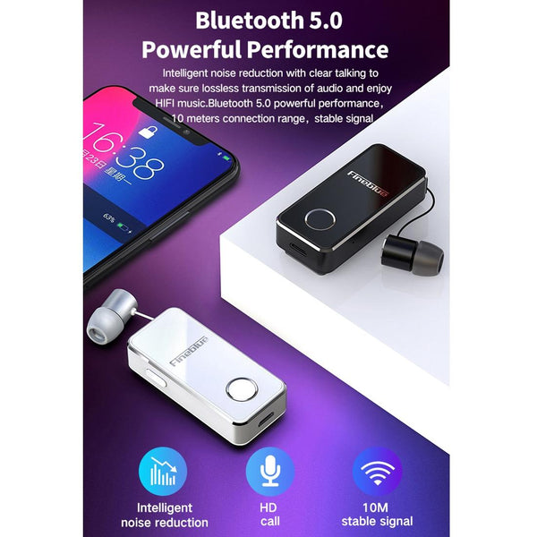 Wireless Bluetooth Earphone With Vibrating Alert And Clip White Headphones