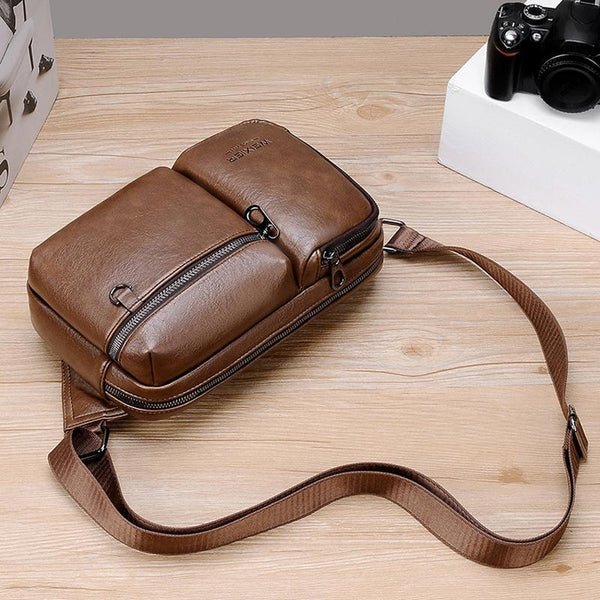 Large Capacity Men Crossbody Bag Casual Pu Messenger Black Bags