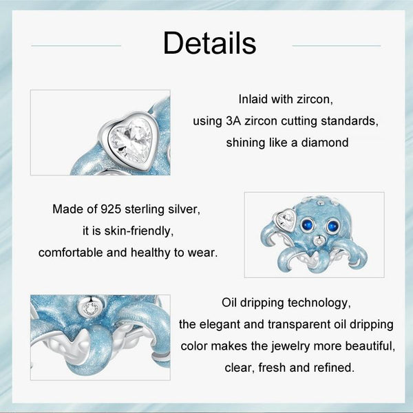 925 Sterling Silver Ocean Octopus Diy Beads Charms & Pendants