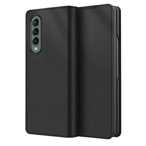 For Samsung Galaxy Z Fold4 5G Foldable Leather Phone Case Horizontal Flip Plain Black Cases Covers & Skins