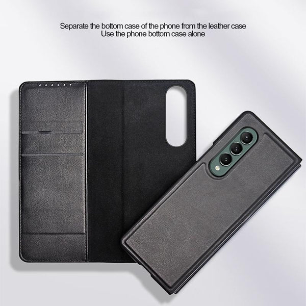 For Samsung Galaxy Z Fold4 5G Foldable Leather Phone Case Horizontal Flip Plain Black Cases Covers & Skins