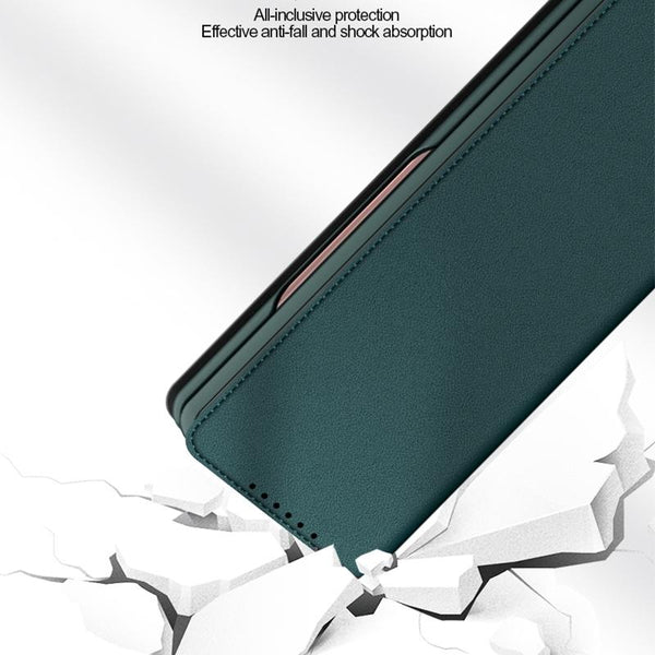 For Samsung Galaxy Z Fold4 5G Foldable Leather Phone Case Horizontal Flip Plain Black Cases Covers & Skins
