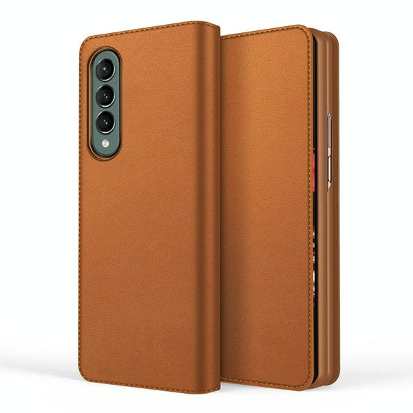 For Samsung Galaxy Z Fold4 5G Foldable Leather Phone Case Horizontal Flip Plain Black Cases Covers & Skins