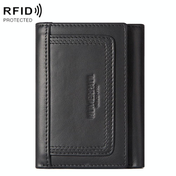 Rfid Blocking Leather Men Wallet With Multi Card Slots And Zipper Coin Pocket Black Wallets
