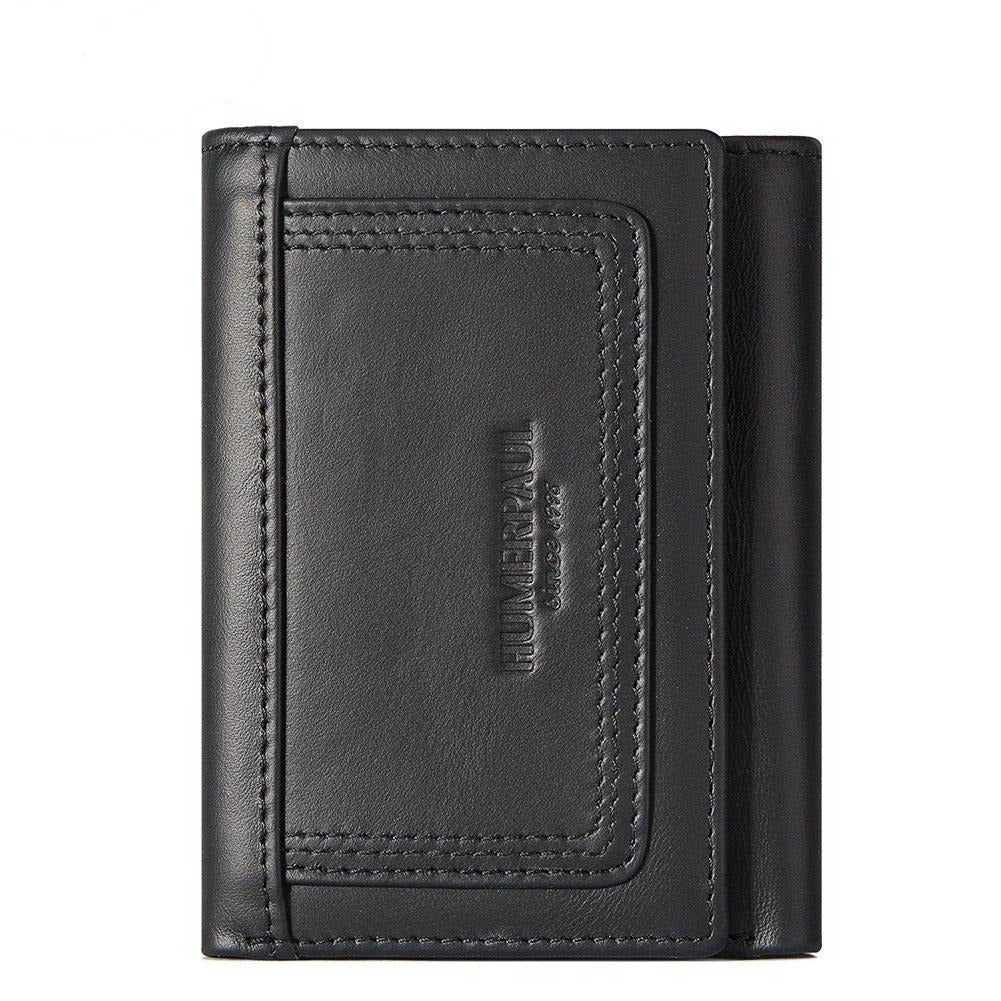 Rfid Blocking Leather Men Wallet With Multi Card Slots And Zipper Coin Pocket Black Wallets