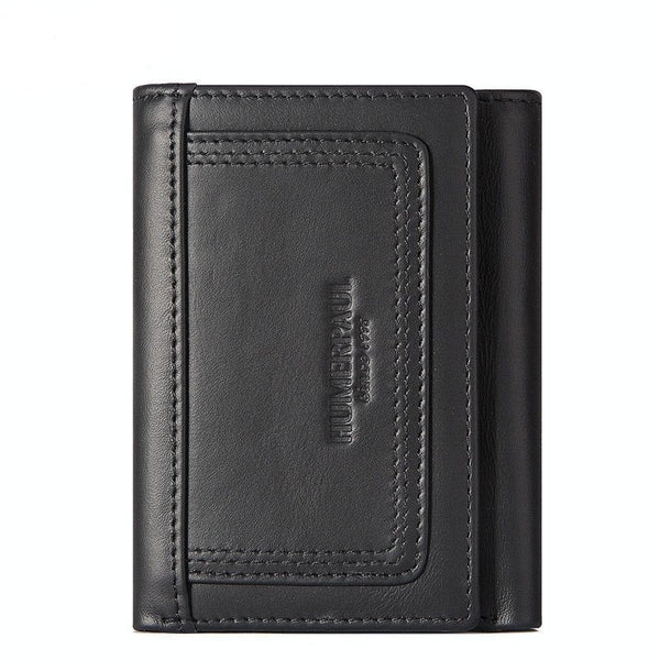 Rfid Blocking Leather Men Wallet With Multi Card Slots And Zipper Coin Pocket Black Wallets