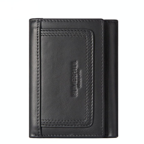 Rfid Blocking Leather Men Wallet With Multi Card Slots And Zipper Coin Pocket Black Wallets