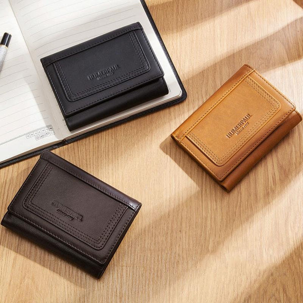 Rfid Blocking Leather Men Wallet With Multi Card Slots And Zipper Coin Pocket Black Wallets
