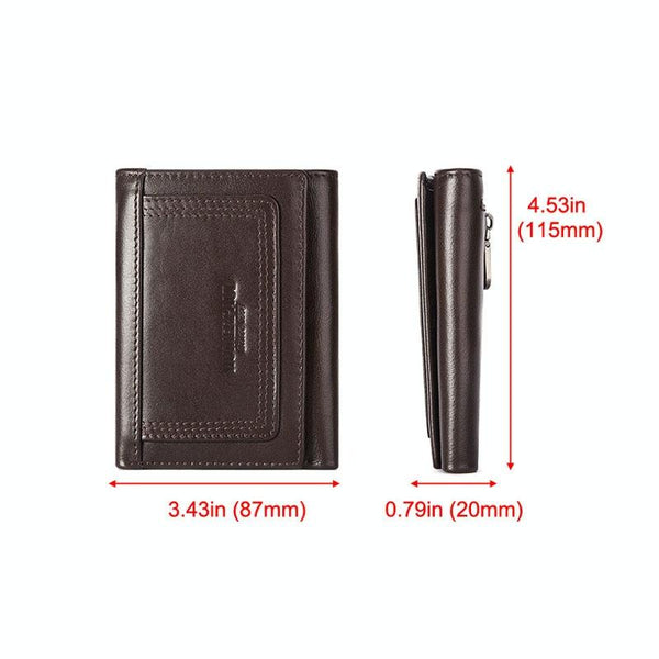 Rfid Blocking Leather Men Wallet With Multi Card Slots And Zipper Coin Pocket Black Wallets