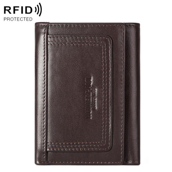 Rfid Blocking Leather Men Wallet With Multi Card Slots And Zipper Coin Pocket Black Wallets