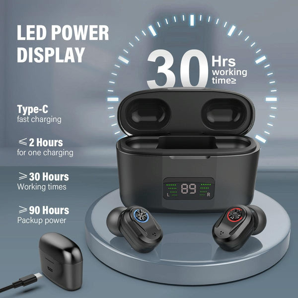 Digital Display In Ear Hearing Aid Earphone Black Earbuds