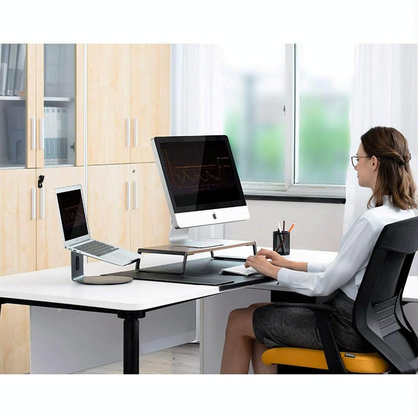 Metal Feet Monitor Stand Riser For Imac Macbook Lcd Printer Dark Wood Grain Monitor Mounts & Stands