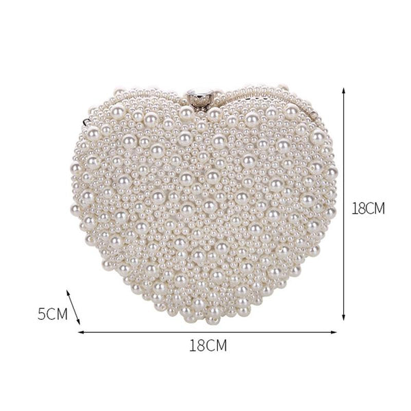 White Heart Shaped Evening Clutch With Chain Women's Bags & Handbags