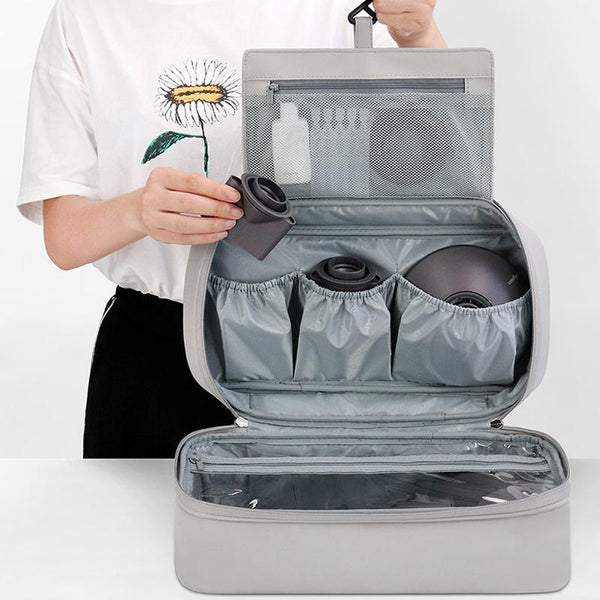 Multifunctional Leather Storage Bag For Dyson Airwrap Grey Hair Dryers