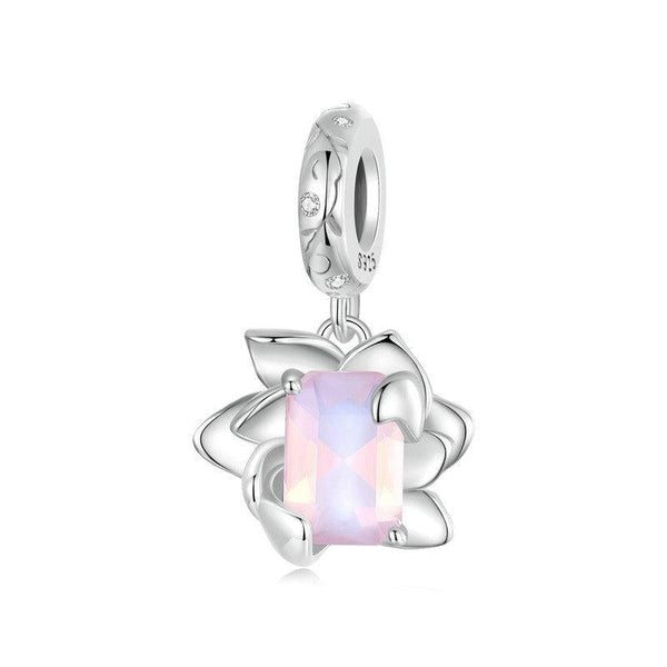 925 Sterling Silver Platinum Plated 3D Lotus Pendant Charms & Pendants