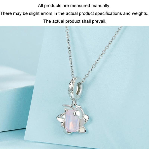 925 Sterling Silver Platinum Plated 3D Lotus Pendant Charms & Pendants