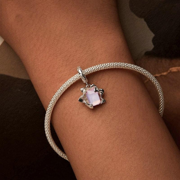 925 Sterling Silver Platinum Plated 3D Lotus Pendant Charms & Pendants