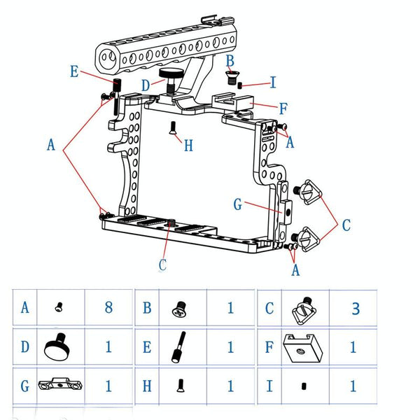Panasonic Lumix Gh3 Gh4 Video Cage Stabilizer With Metal Handle Black Stabilizers