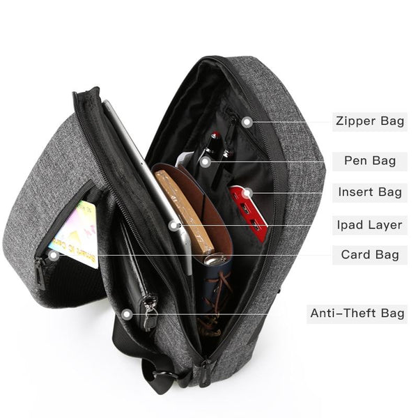 Large Capacity Anti Theft Chest Bag Business Casual One Shoulder Gray Bags