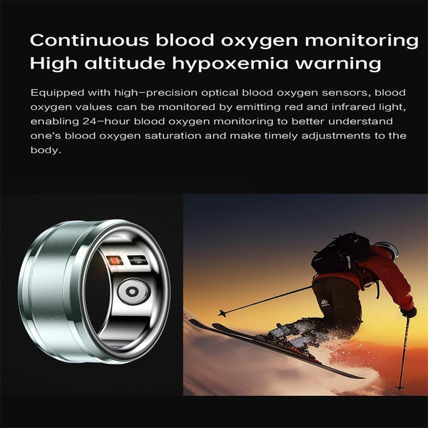 Smart Ring With Heart Rate Blood Oxygen & Sleep Monitoring Size 18 Gold Activity Trackers