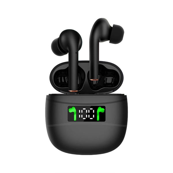 Waterproof Wireless Bluetooth With Led Display And Hifi Sound Black Earbuds