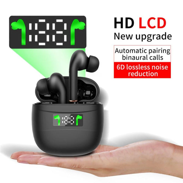Waterproof Wireless Bluetooth With Led Display And Hifi Sound Black Earbuds