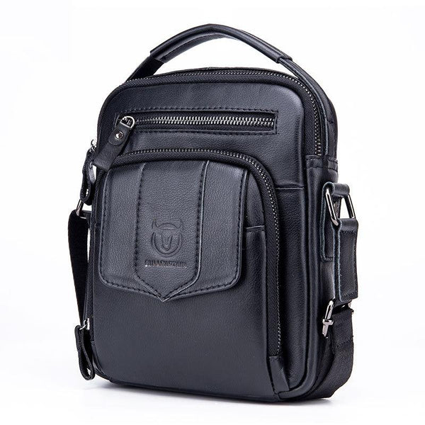 Retro Leather Shoulder Bag For Men Large Capacity Black Bags