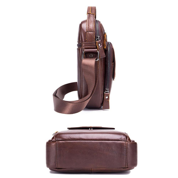 Retro Leather Shoulder Bag For Men Large Capacity Black Bags
