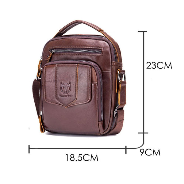 Retro Leather Shoulder Bag For Men Large Capacity Black Bags