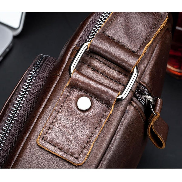 Retro Leather Shoulder Bag For Men Large Capacity Black Bags
