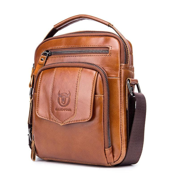 Retro Leather Shoulder Bag For Men Large Capacity Black Bags