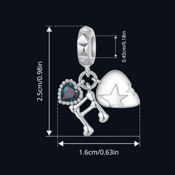 925 Sterling Silver Platinum Note Beaded Pendant Charms & Pendants