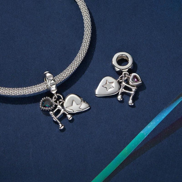 925 Sterling Silver Platinum Note Beaded Pendant Charms & Pendants