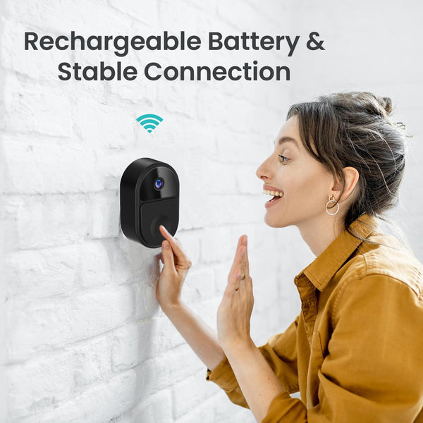 Smart Video Doorbell With Ultra Wide Angle And Two Way Voice Black Smart Doorbells