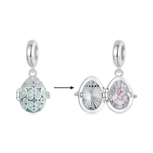 925 Sterling Silver Easter Egg Diy Pendant Charms & Pendants