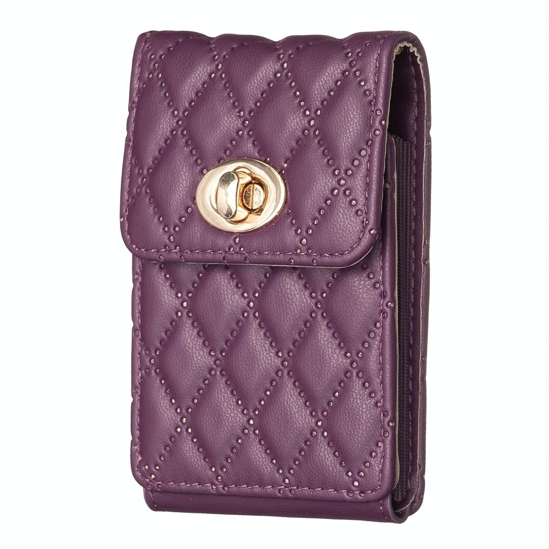 Vertical Card Bag With Metal Buckle For Mobile Phones Dark Purple Other Mobile Accessories
