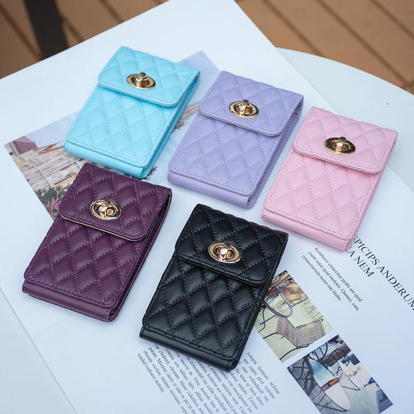 Vertical Card Bag With Metal Buckle For Mobile Phones Dark Purple Other Mobile Accessories