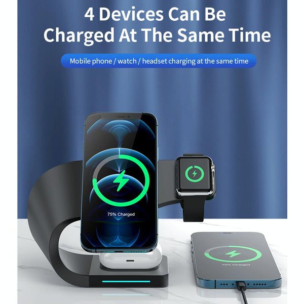 4 In 1 Magnetic Wireless Charger For Iphone Iwatches Airpods Black Chargers & Cradles