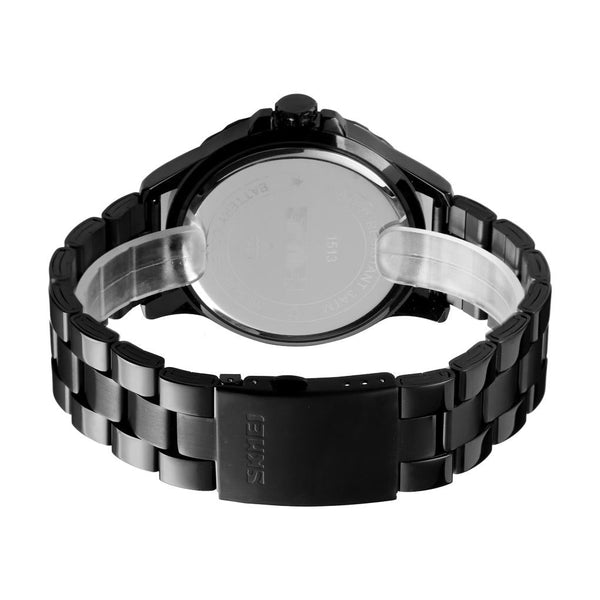 Stylish Waterproof Men Quartz Watch With Steel Band Black Watches