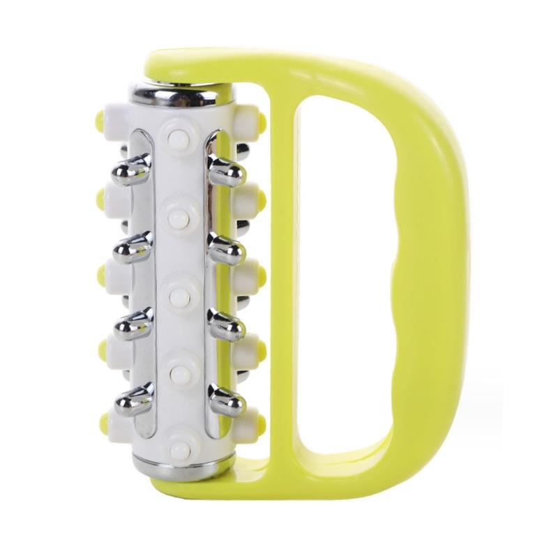 Curved Handheld Roller Massager 5 Rows Soothing Relief Yellow Massagers
