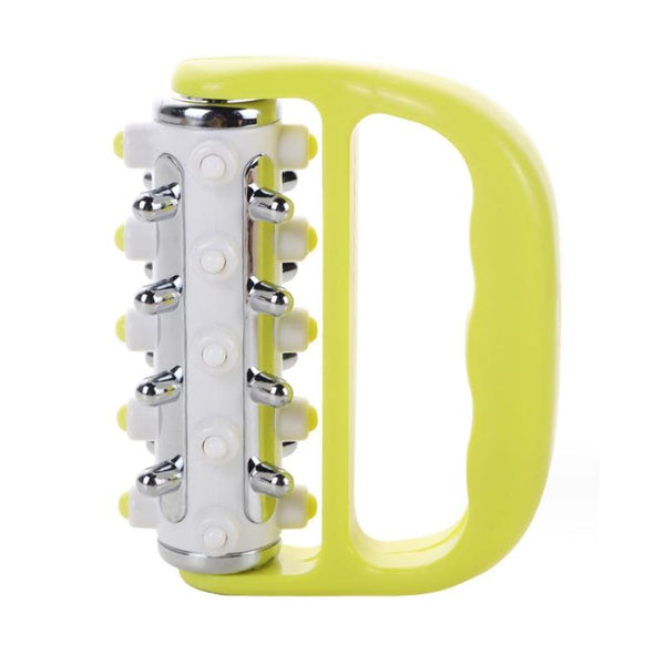 Curved Handheld Roller Massager 5 Rows Soothing Relief Yellow Massagers