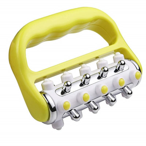 Curved Handheld Roller Massager 5 Rows Soothing Relief Yellow Massagers