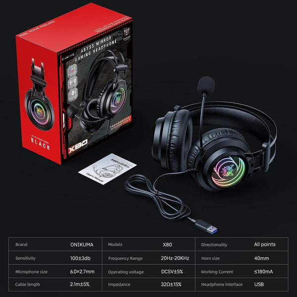 X80 Abyssal Mirror Gaming Headset Black Headsets
