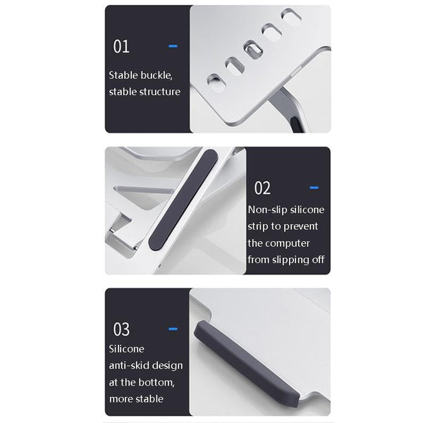 Foldable Aluminum Laptop Stand For Desktop Cooling Elegant Silver Stands Holders & Car Mounts