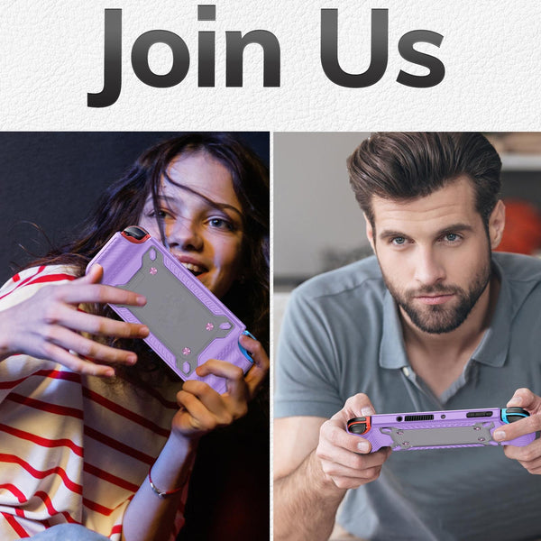 Protective Tpu Pc Case For Nintendo Switch Oled Lilac Bags Skins & Travel Cases