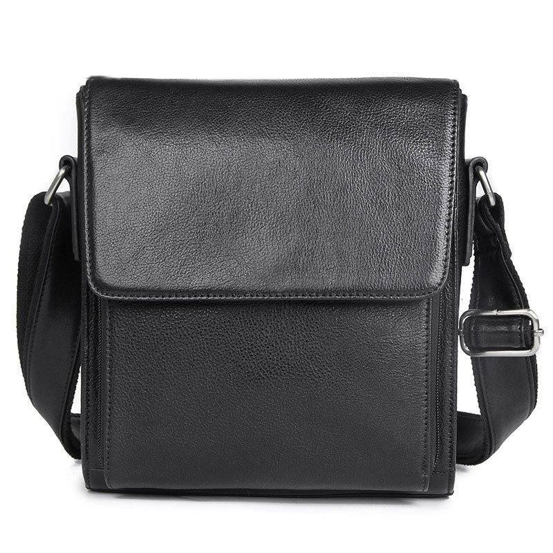 Rustic Leather Men Shoulder Bag Black Bags