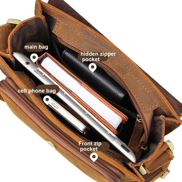 Rustic Leather Men Shoulder Bag Black Bags