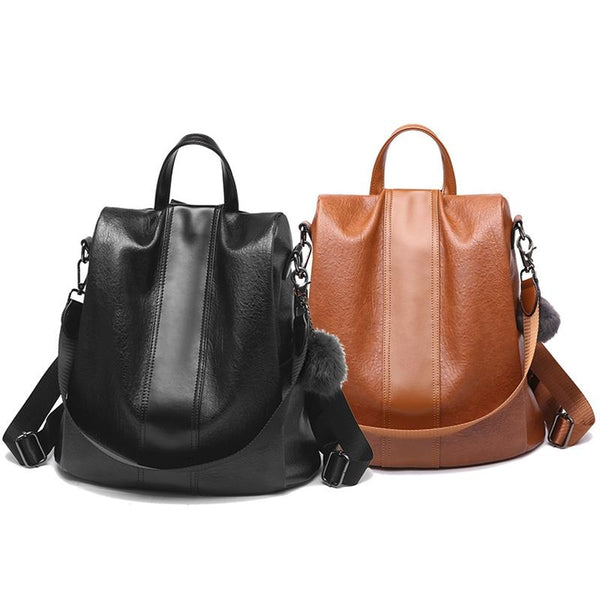 Stylish Leather Backpack For Women Chic Design Black Women's Bags & Handbags